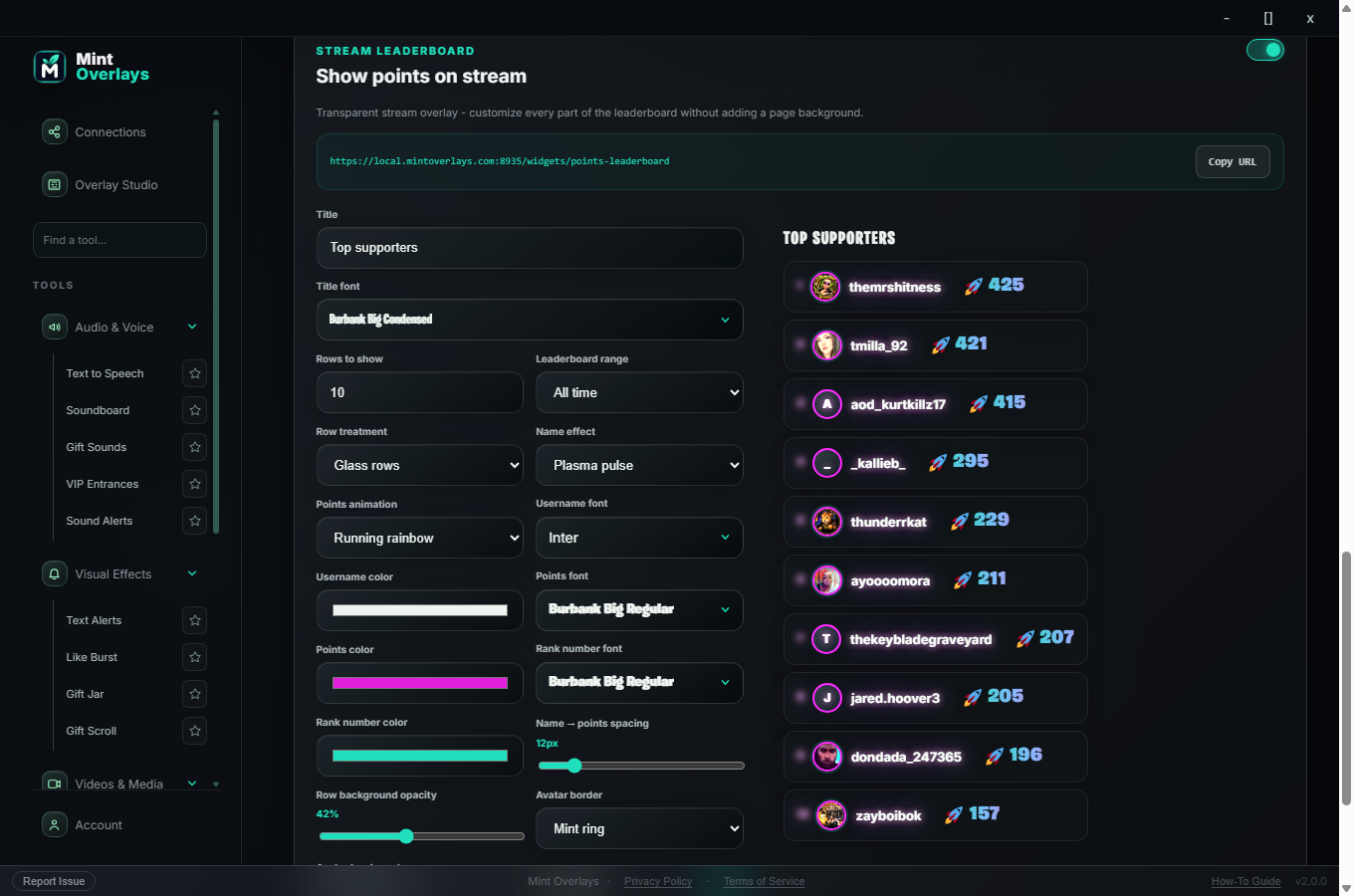 Points Economy leaderboard