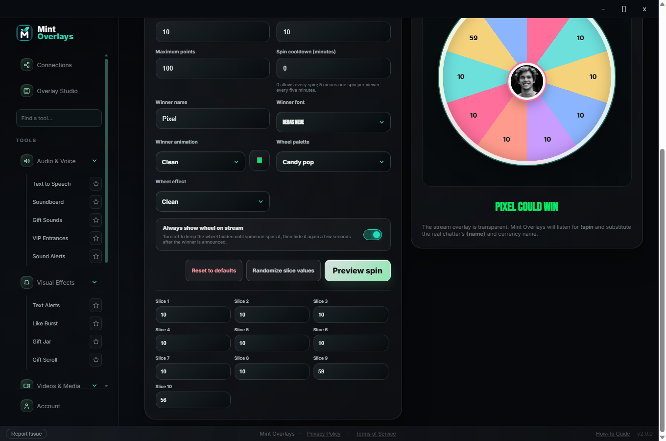 Spin Wheel widget
